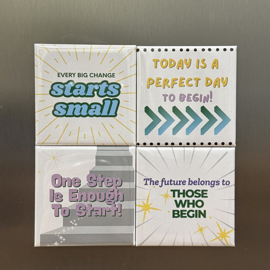 2x2 Inspirational Magnet — Set of 4 | Seasons of Inspiration: September Beginnings | Hand-Pressed, Durable, Original Design